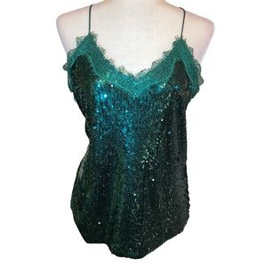 LA MIEL Teal Sequin Cami